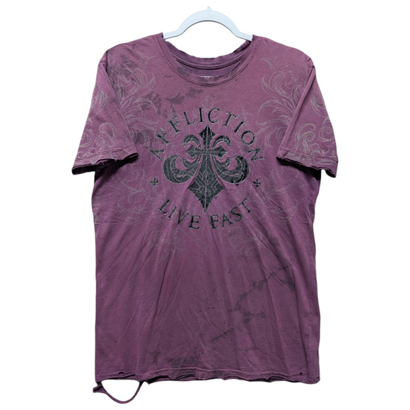 Y2K Thrashed Affliction AOP T-Shirt - Picture 1 of 6